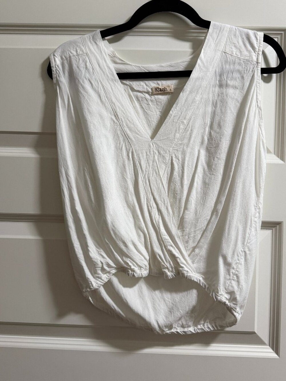 Khush White Sleeveless Crossover Top in size S